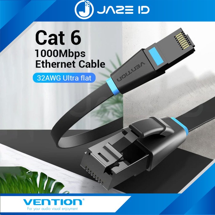Vention สาย LAN แบบแบน Cat6 UTP Gigabit Ethernet RJ45 Network 25M 30M