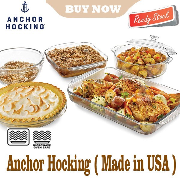 Made in USA Anchor Hocking CLEAR กระทะเตาอบ 4L ทรงสี่เหลี่ยม OK