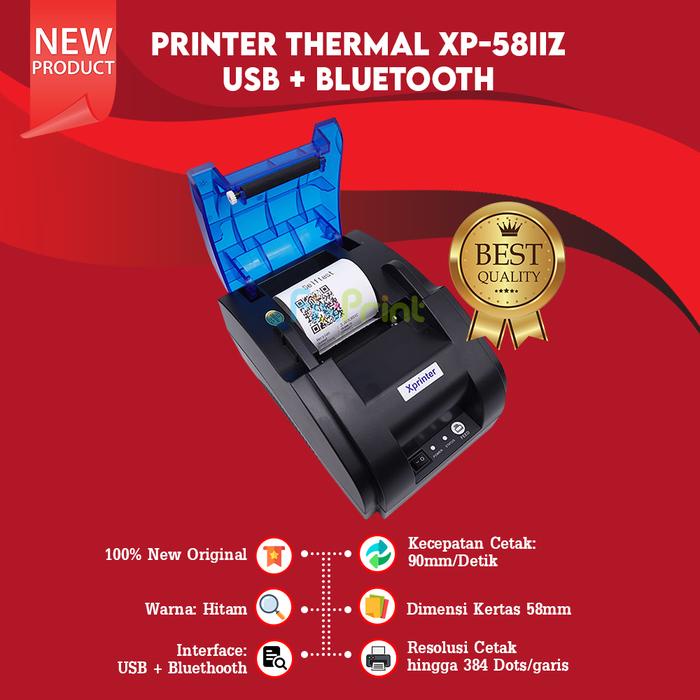 เครื่องพิมพ์แคชเชียร์ความร้อน 58 มม. Xprinter XP-58IIZ XP58 Usb + Bluetooth รับประกันอย่างเป็นทางการ