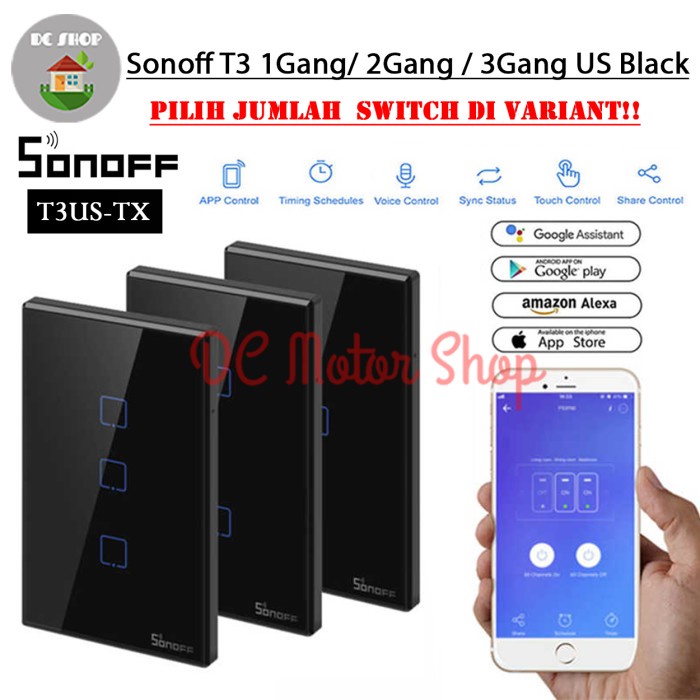 SONOFF TX T3 US 1Gang/2Gang/3Gang Wall Touch สวิตช์อัจฉริยะ Wifi RF 433
