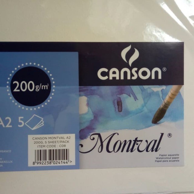 กระดาษสีน้ํา Canson Montval A2 200gsm 5sht