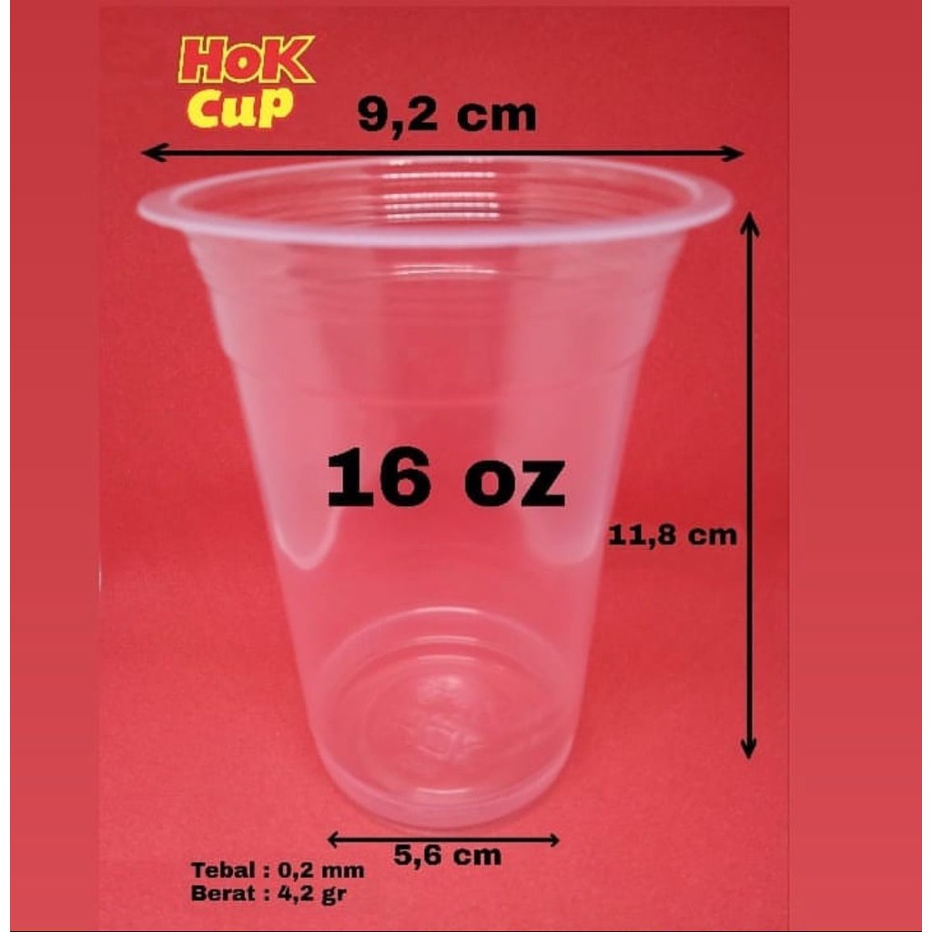 [50 ชิ้น] HOK Pop Ice Cups ขนาด 16oz Flat / Clear Pop Ice Plastic Cups / Pop Ice Flat Cups