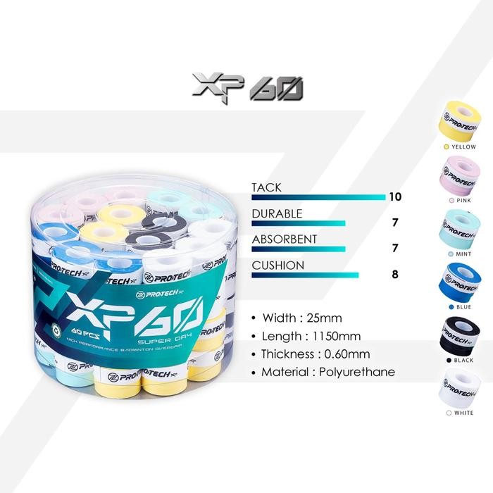 PROTECH "SUPER DRY" BADMINTON GRIP Overgrip XP60 (1 ชิ้น) / PROTECH XP60 SUPER DRY GRIP
