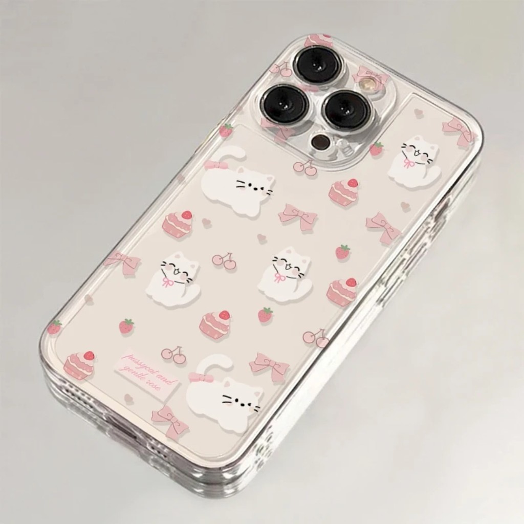 Cherry Bow ลูกแมวสําหรับ Iphone 17 Pro 17 Air 17 Pro Max 11 13 Pro Max 16E 15 Pro Max Ip 12 13 Mini 