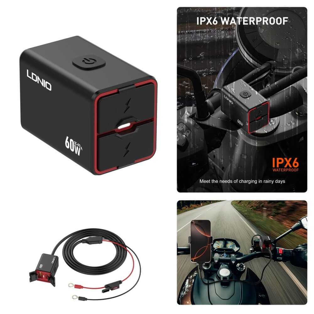 Ldnio Motorcycle Fast Charger Dual-Usb Port 30W Ipx6 กันน้ํา