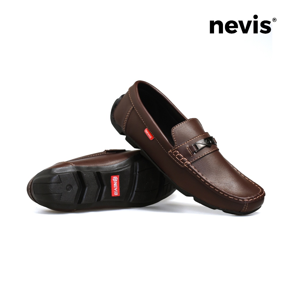 รองเท้าผู้ชาย NEVIS รองเท้า LOFERS ORIGINAL CASUAL SLIP ON BASTIAN รองเท้าส้นเตี้ยสีดํา