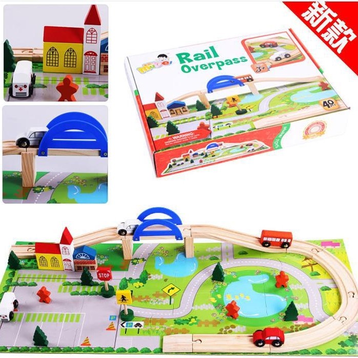 Playful Minds - Rail Overpass Educational Toy รถไม้ / รถไฟรางไม้
