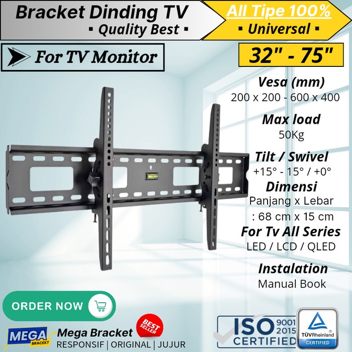 PREMIUM BRACKET TV BRACKET 42 43 50 55 60 65 70 75 INCH TILT WALL
