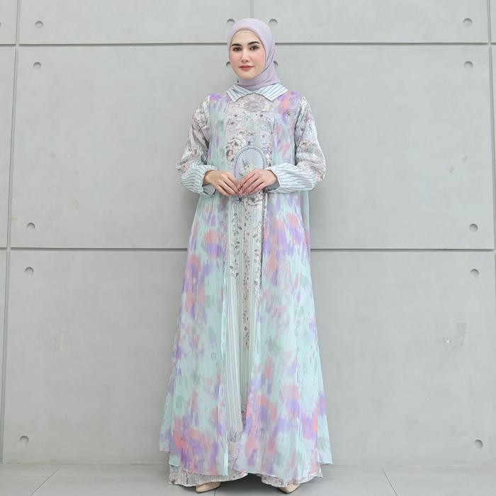 Aisyalina Id Cassandra Dress Series 14 ไม่มี Hijab Shimmer Silk Material Elegant Womens Gamis