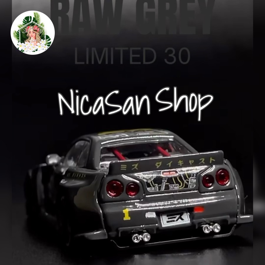 MINI GT KAIDO HOUSE NISSAN SKYLINE R34 CUSTOM MIZU DIECAST RAW GREY LIMITED 30 ชิ้น READYY