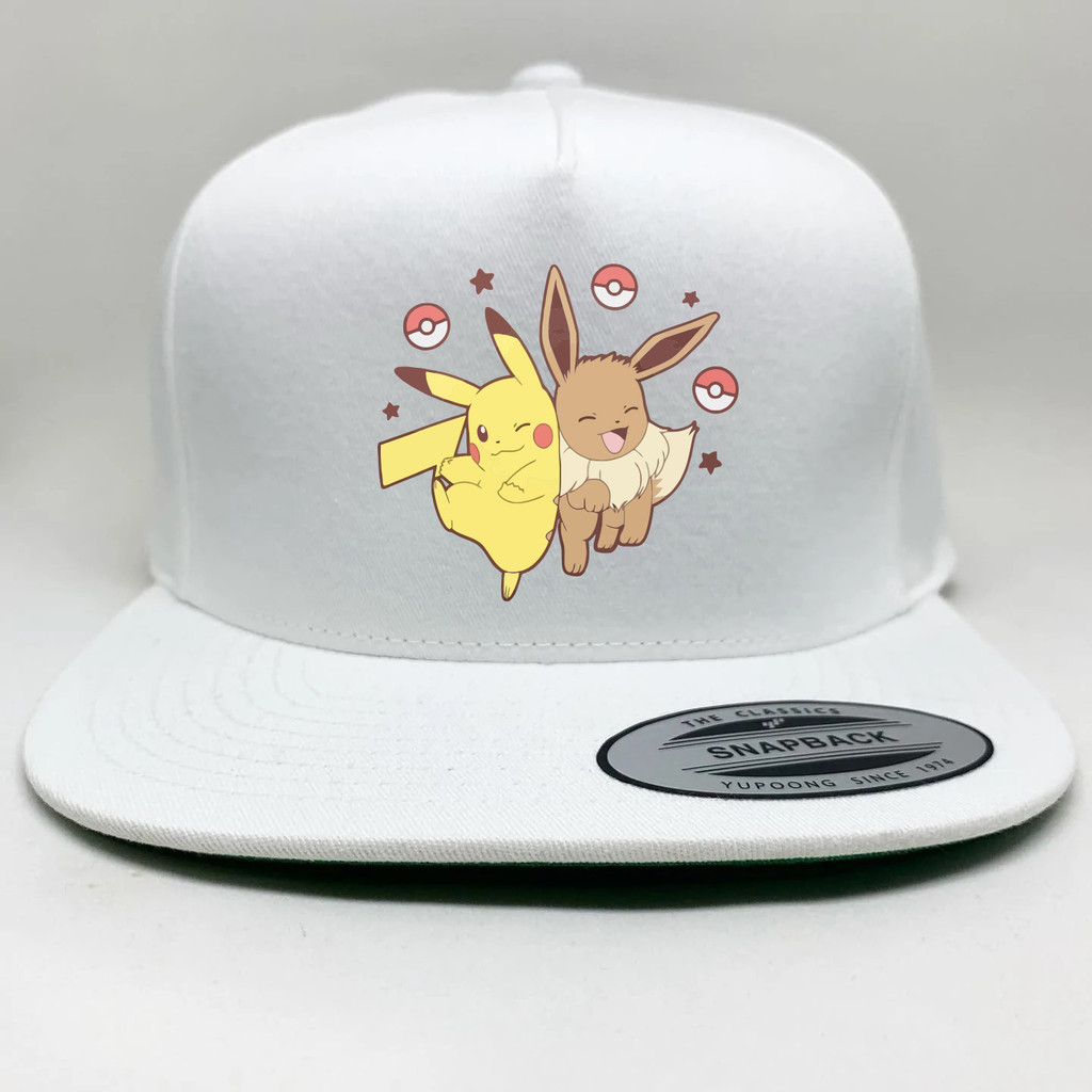 Pokemon Pikachu Vs Eevee หมวก snapback น่ารัก Pokeball UT