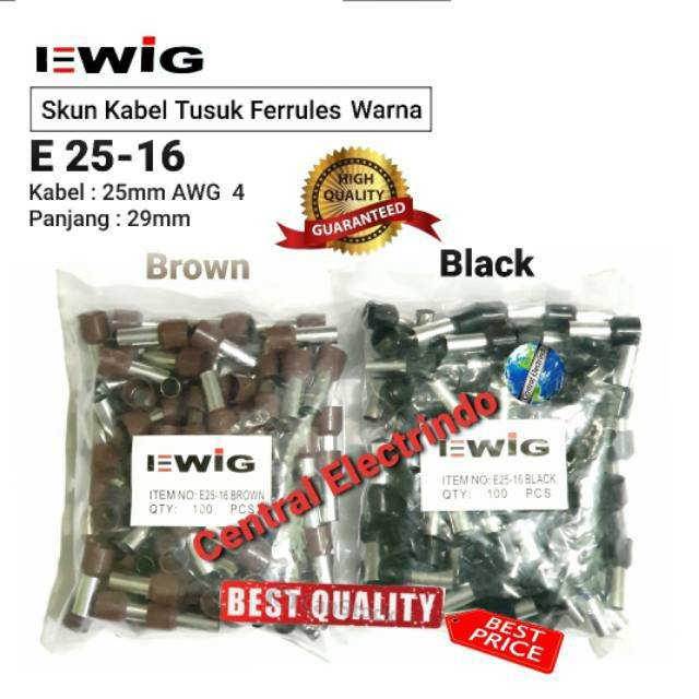Skun Cable Ferrules Color E 25-16 Cable 25mm AWG 4 EWIG. [SoulsiACC]