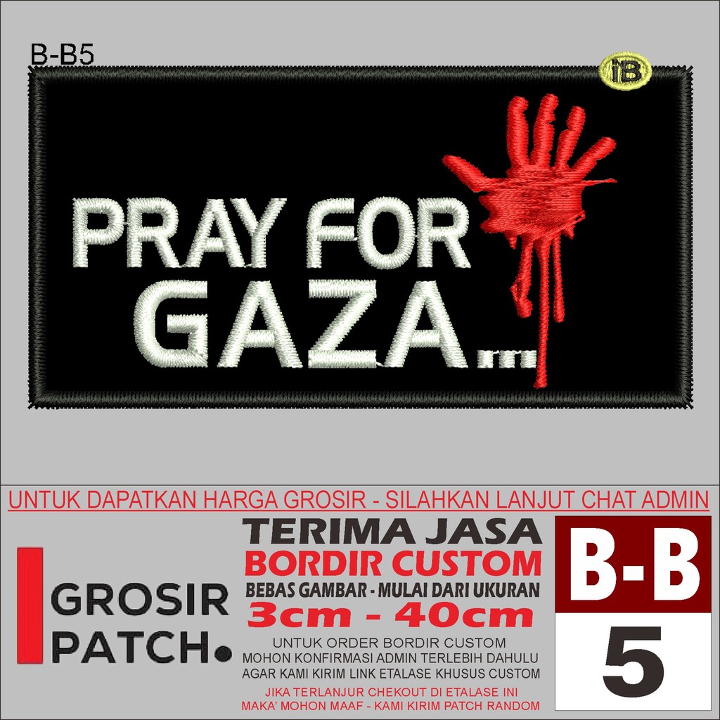 MB EMBROIDERED PATCH B-B5 โลโก้ PRAY สําหรับอุปกรณ์เสริม GAZA/EMBROIDERY