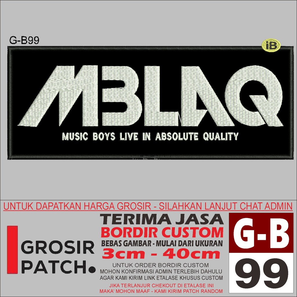 MB PATCH EMBROIDERED โลโก้ G-B99 MBLAQ เพลง BOYS LIVE ใน ABSOLUTE คุณภาพอุปกรณ์เสริม/EMBROIDERY