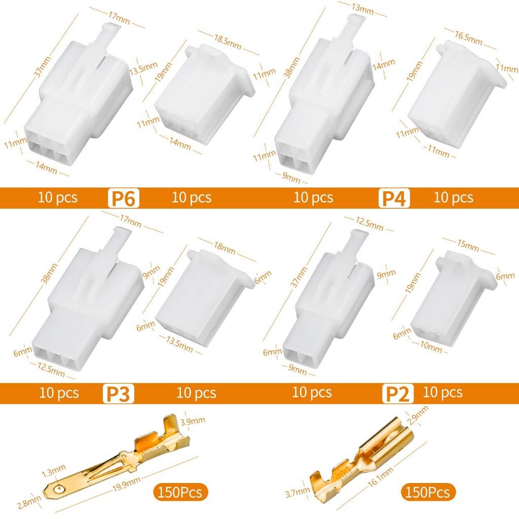 JD.MALL ซ็อกเก็ตสายเคเบิลรถยนต์รถจักรยานยนต์ 200/400/600PCS BRASS TERMINAL AUTOMOTIVE ELECTRICAL CAB