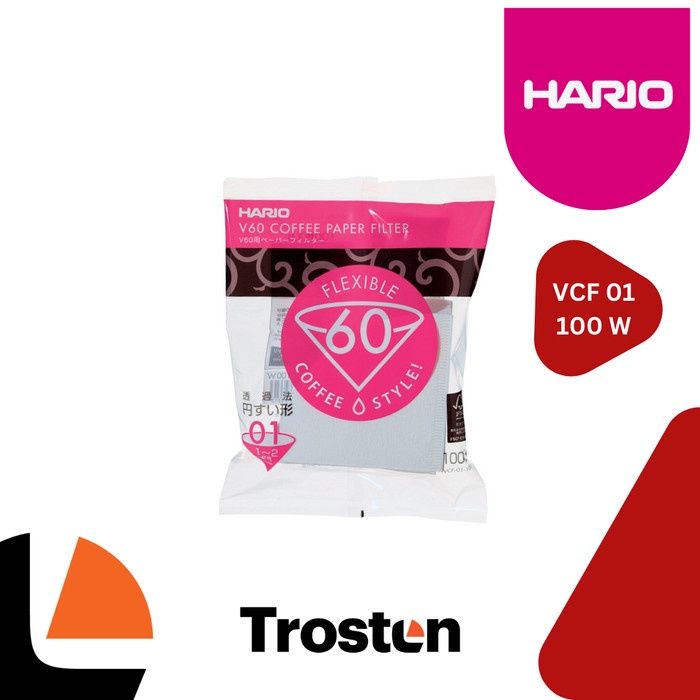 Hario กระดาษกรอง V01 - กระดาษกรองกาแฟแบบชงด้วยมือ - Vcf-01-100 ชิ้น