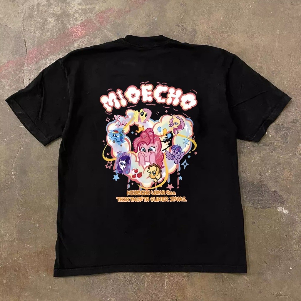 JJ.STORE เสื้อยืดโอเวอร์ไซส์สไตล์เกาหลี My Little Pony | เสื้อยืดผู้หญิงสีดํา | Metallica เสื้อยืดผ้