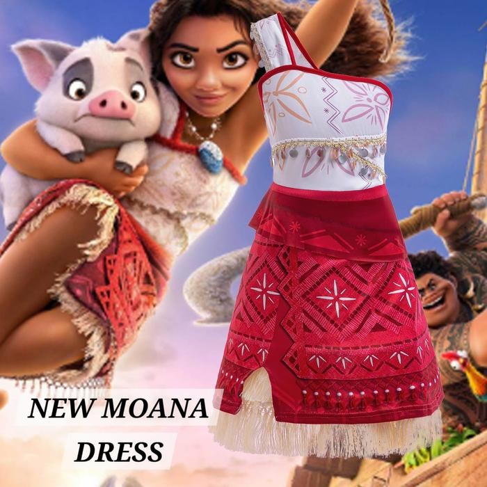 พรีเมี่ยมใหม่ MOANA DRESS PRINCESS COSTUME MOANA COSPLAY GIRLS BEACH HAWAII BOEHEMIAN แฟชั่น