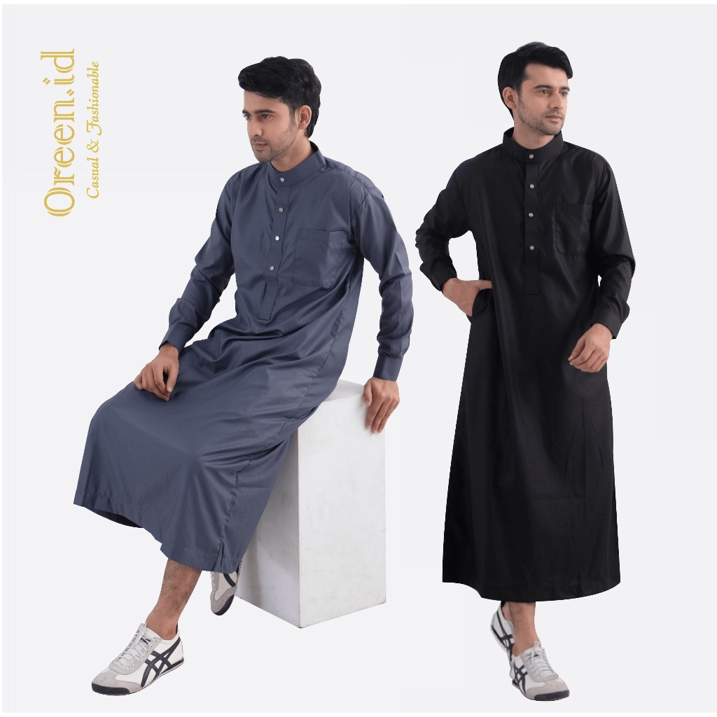 Oreen.Id อิสลาม Jubba Gamis แขนยาวผู้ชาย