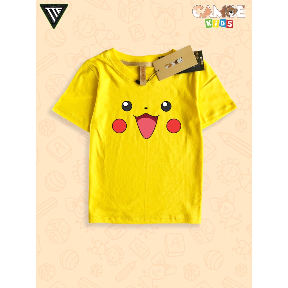 KIDS เสื้อยืด Pokemon Pikachu Face Cute Happy Emoji