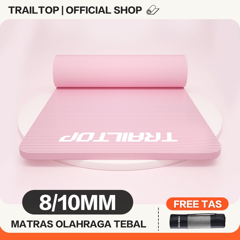 TRAILTOP เสื่อโยคะ NBR กีฬาเสื่อกันลื่นเสื่อโยคะพรมกีฬาหนา 8/10 มม.