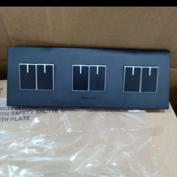 สวิตช์สวิตช์ Panasonic 6gang 6 gang ทรงสีดํา