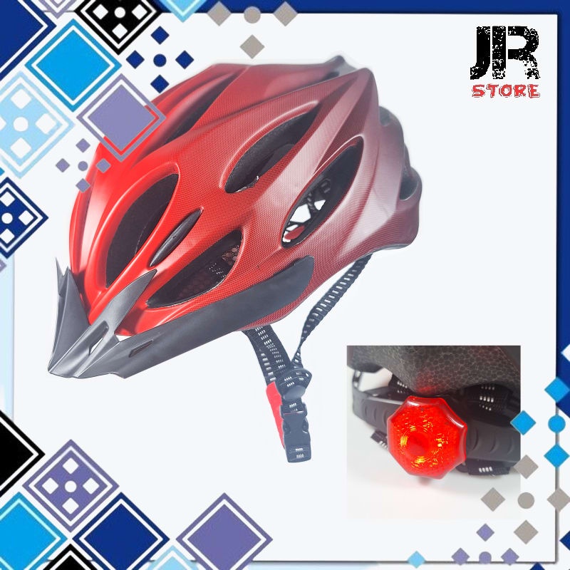 หมวกกันน็อคจักรยานสกู๊ตเตอร์พร้อมไฟท้าย Bk 168 สีแดง