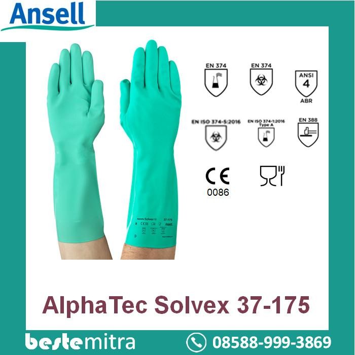 HIJAU JTTOP" สีเขียว เคมี NITRILE ANSELL SOLVEX 37-175 SAFETY GLOVE