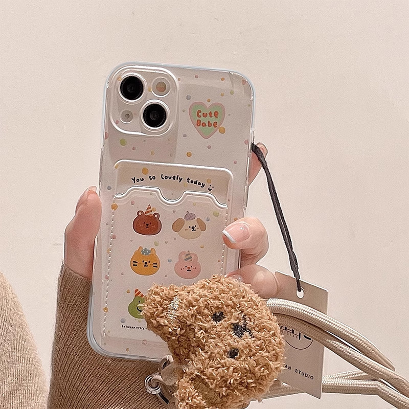 สัตว์น่ารักการ์ตูนผู้ถือบัตรกรณีOppo A3 A3X Reno 13F 13 5G A60 A78 A17 A17K A9 A5 2020 A74 A95 A3S 5