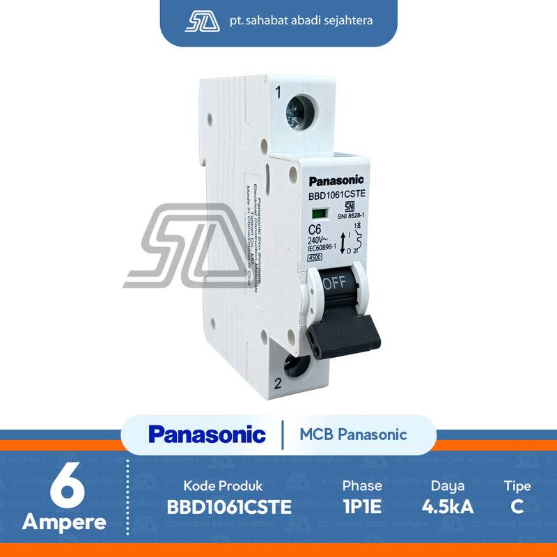 Panasonic MCB BBD1061COSTE 4.5kA 1P1E 6A C Type