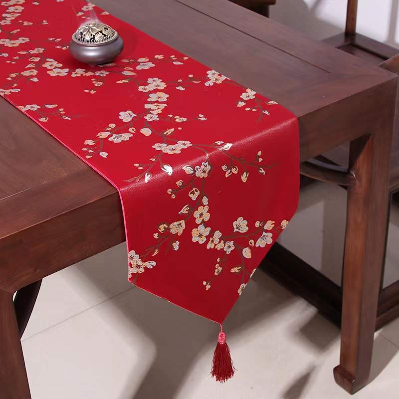 Long Guest Table Cloth/Table Runner/Oriental Center Table Cloth with Sakura Motif