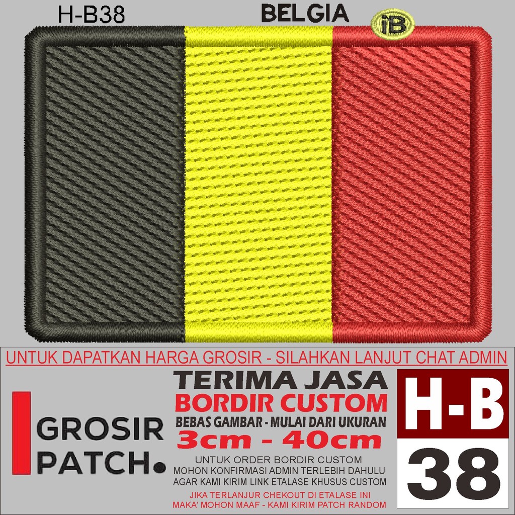 FL-38 H-B38 BELGIUM FLAG LOGO EMBROIDERY PATCH