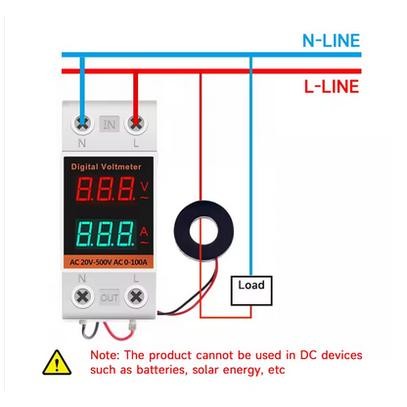 โวลต์มิเตอร์แบบดิจิตอล Din Rail 100A 220V 100 Ampere โวลต์มิเตอร์ Ac