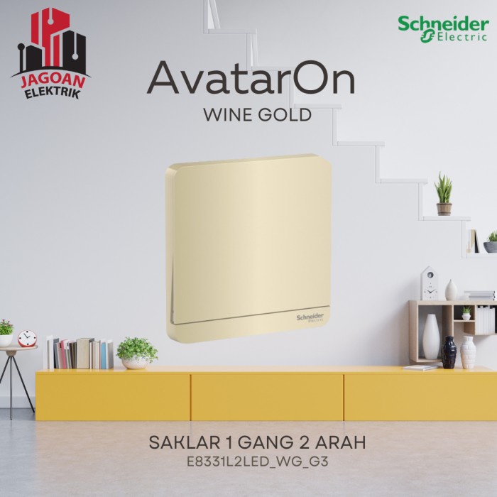 1 Gang 2 Way Switch Avatar On Wine Gold Schneider E8332L1LED_WG_G3