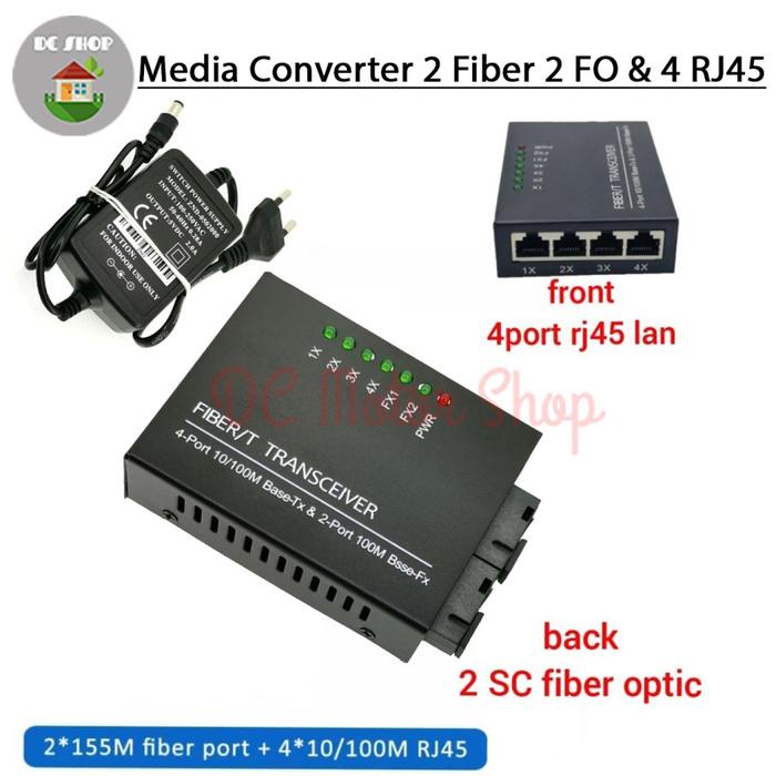Project - Media Converter 2 Port 2 Fiber SC A & B 4 RJ45 Fiber Optic 10/100 Mbps