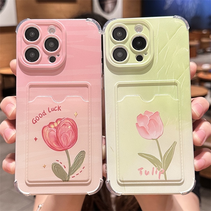 MERAH สีชมพูดอกไม้ Tulp กรณี Hp Samsung A07 A17 5G A26 A36 A16 A56 5G A06 M13 A05S A50S A15 A15 A14 