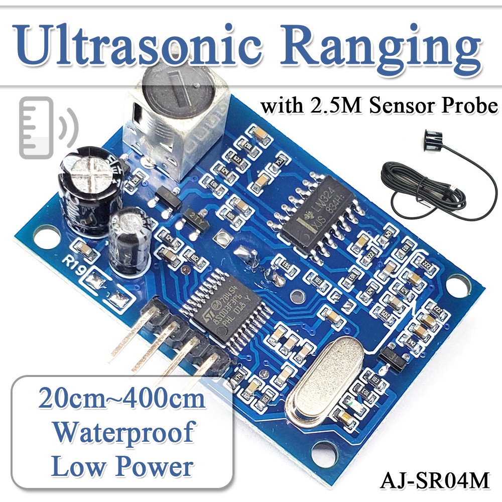 ใหม่สําหรับ AJ-SR04M Ultrasonic Ranking Sensor โมดูลกันน้ํา 2.5M สาย Probe เซ็นเซอร์วัดระยะทางสําหรั
