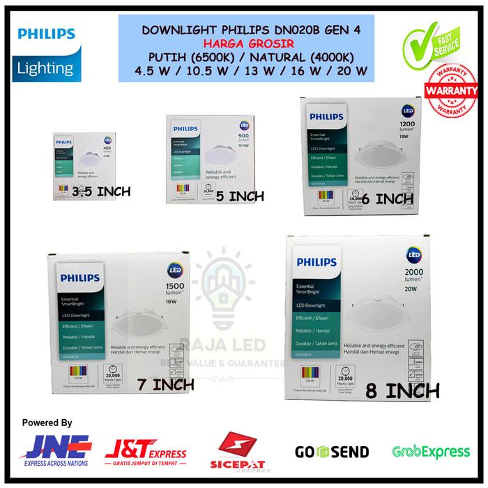PHILIPS ไฟ LED DOWNLIGHT DN020B 4.5W 10.5W 13W 14W 16W 18W 20W 23W สีขาวธรรมชาติ 6500K 4000K
