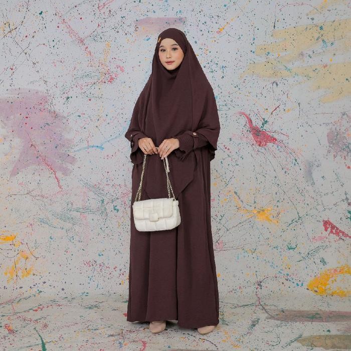 Khana Gamis - ชุด Naura Abaya จีบมุสลิม Syari (ชุด Umarh Hajj Gamis พร้อมฮิญาบและ Khimar)