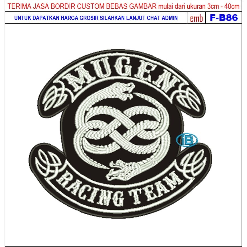 HD-187 MUGEN RACING TEAM SNAKE MOTORCYCLES/RACING/CLUB EMBROIDERY PATCH