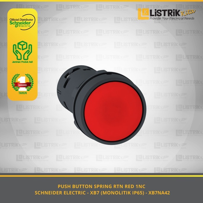 ปุ่มกด Pring Rtn (สีแดง) - 1Nc Schneider - Xb7Na42