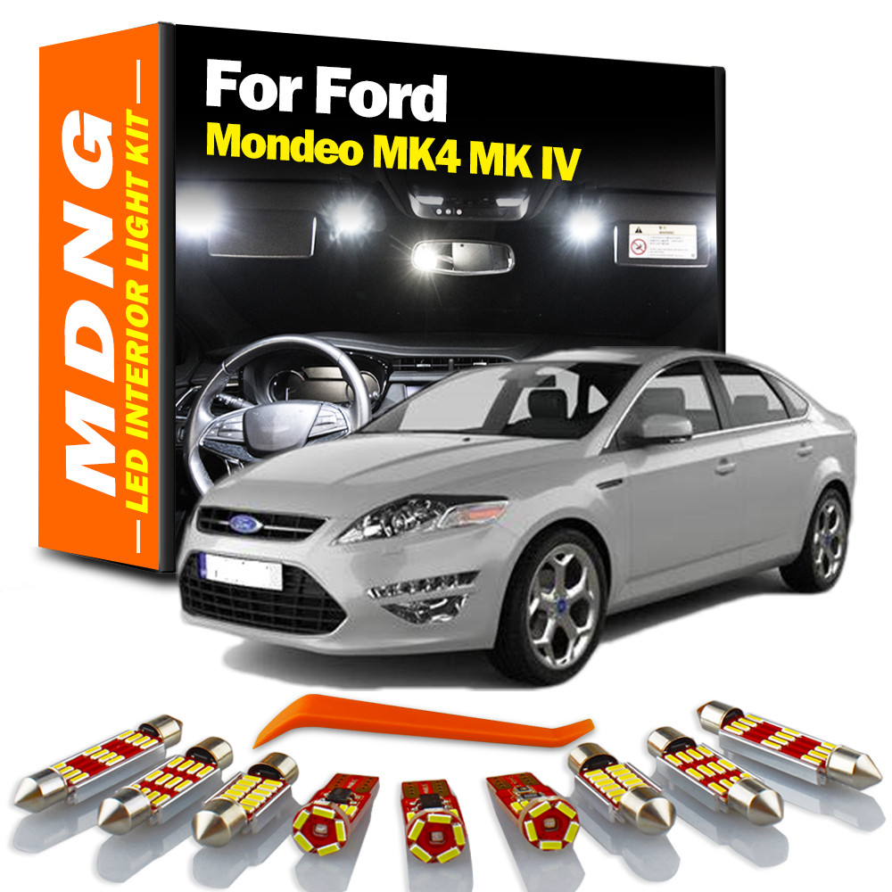 MDNG 12 ชิ้น Canbus สําหรับ Ford Mondeo MK4 MK IV Auto LED แผนที่ภายใน