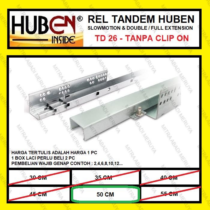 รางลิ้นชักด้านบน Tandem HUBEN 50 ซม. ราง Tandem HUBEN TD-26