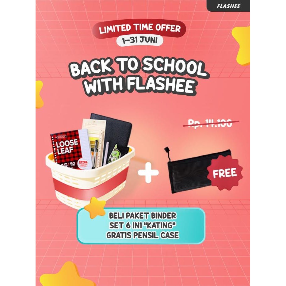 [Deli Atk] Flashee 6-In-1 Kating Binder Package Complete Binder Package 1 ชุดพร้อมใบหลวมและเครื่องมื
