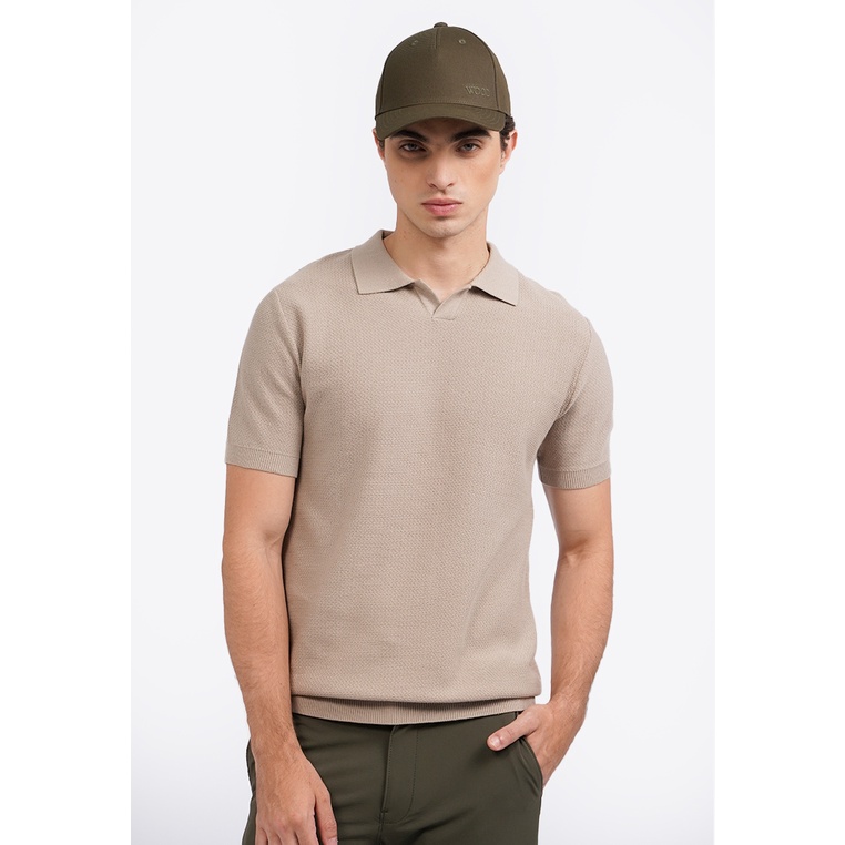 WOOD เสื้อโปโลแขนสั้น Open Placket 2-PSILXC125E099 Sand