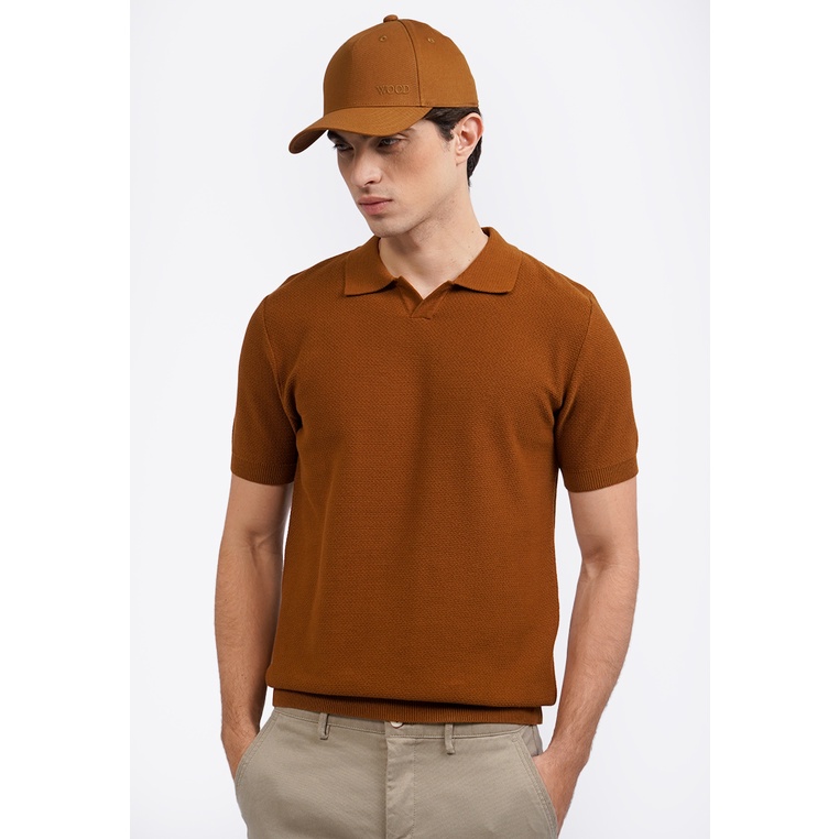 WOOD เสื้อโปโลแขนสั้น Open Placket 2-PSILXC125E100 สีน้ําตาล