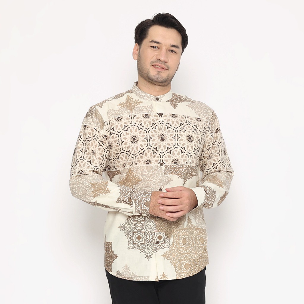 KEMEJA Amk เสื้อเชิ้ตแขนยาวพิมพ์ลายแขนยาวผู้ชาย Kk Iskander L/S สีน้ําตาล