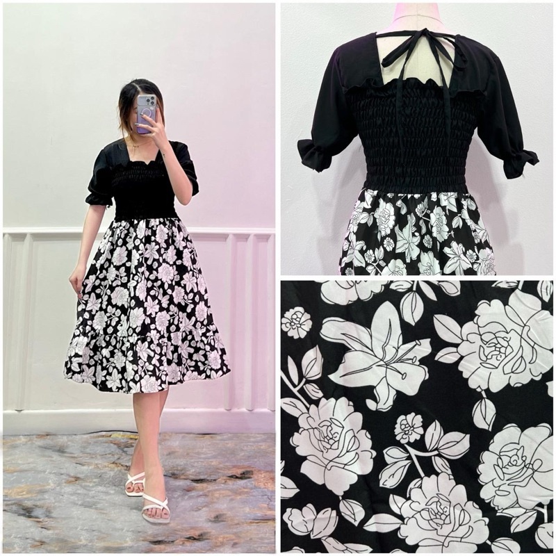 NEW DEALS RD FASHION - JIWON DRESS COMBINATION / ใหม่ชุดลําลองฤดูร้อนแขนสั้นสม็อค