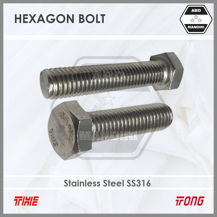 SS316 กลอนหกเหลี่ยมสแตนเลส M8 X 150 (SUS316 Hex Bolt A4-70) M8x150 / 8x150 / Hex Bolt 8 x 150