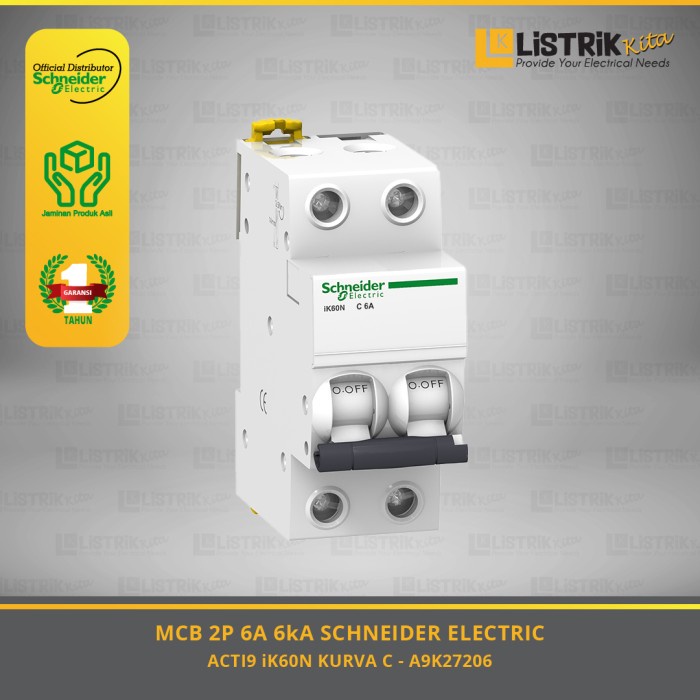 MCB 2P 6A ถึง 40A 6kA iK60N C SCHNEIDER ELECTRIC - A9K272**/A9K242**